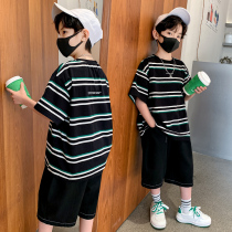 Boy summer fit short sleeve T-shirt 2022 new Summer handsome Children slim fit boy pure cotton suit damp