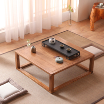 Modern Elm bay window small coffee table solid wood kang table Japanese tatami tea table short table square table simple floor table