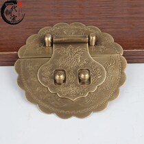 All copper carved camphor gift box buckle old solid wood jewelry box copper live lock wooden box gift brand copper buckle