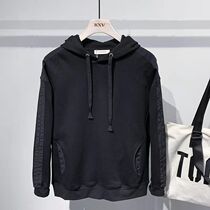 Casual sweater mens autumn and winter fashion hooded top solid color simple clothes Korean loose long sleeve coat tide