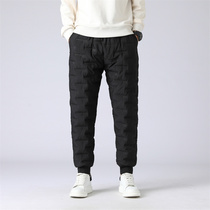 Mens cotton pants thickened winter warm outside wearing casual long pants big code autumn and winter clothing bouquet foot youth outdoor anti-chill pants