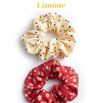 Limones new retro print sweet elastic hair ring polka dot plaid daisy girl ins style