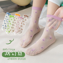 Childrens stockings summer thin girls glass stockings little girl student princess crystal crystal high barrel socks transparent