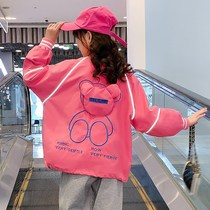 Bala Zhejiang Girl Baby Bear Jacket Spring New 2022 Han Version Sashimi Child Foreign Air Cartoon Jacket CUHK