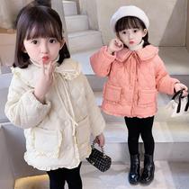Barra Zhejiang Girl Doll Collar Lace Small Cotton Clothes 2021 Winter New Children Han Edition Fashion Middle Children