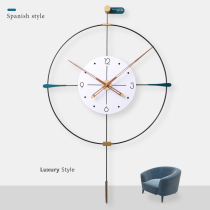 Modern minimalist light luxury wall clock living room art creative net red clock hanging wall Spanish restaurant decoration clock