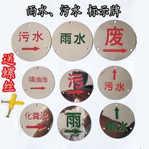 Rain Sewage Logo Signage Stainless Steel Scrap Well Cover Piping Safety Fire Rain and Dirty Water Sewage Heading to the Card