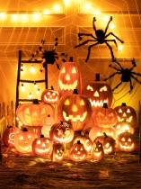 Halloween big pumpkin ornaments decoration scene layout theme hollow simulation bar luminous props window