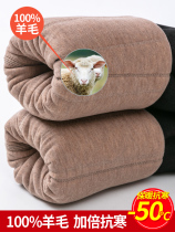 Red bean mens cotton trousers thick and velvet warm pants wear high waist size slim super thick extra wool pants