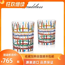 Italian imported whisky wine glass ZECCHIN European hand painted color vertical crystal glass Little Red Book