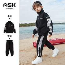 ASK Boy Clothing Boy Spring Clothing Suit 2022 New Handsome Children Sports Two Sets Spring Autumn Boy Clothes Tide