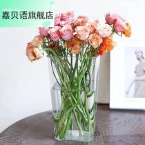 Jiabe Wake-up Flower Barrel Flower Shop Special Transparent Plastic Raised Flower Barrel Square Barrel Home Flower Arrangement Barrel Creative Flower Bucket