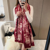 Double-sided scarf female Korean version 2021 new winter jacquard office niche shawl warm flower long scarf