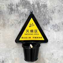 Outdoor scenic area wall-mounted ashtray on tree pillars in outdoor scenic area