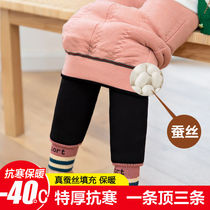 Children leggings winter silk velvet zhong da tong outer wear high-waisted warm one leg girls thick velvet trousers