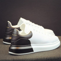 Hong Kong thick-soled white shoes mens leather couples fashion sports casual shoes trend wild white leather shoes men
