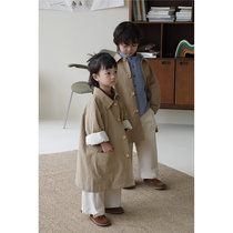 B:U Nordic combed fine oblique hair grinding heart machine dark door placket small lapel skin label male and female children Middle ancient French windbreaker