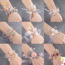 Girl Princess Girl Performance Handwear Wedding Flower Children Wedding Dress with Ornaments Brackets Flower Wrist Flower
