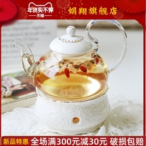 Ceramic glass candle fruit teapot English afternoon tea set European flower tea cup set scented tea set