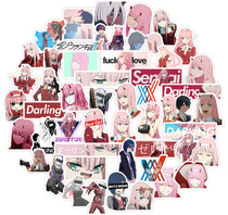 50 Zhang FRANXX Guangyuan 02 Wuang Future Cartoon Quadratic Meta-suitcase Helmet Waterproof Charging Treasure Notebook Electric electric car Insulation Cup Tablet HAND ACCOUNT PHONE SHELL CARTOON DECORATIVE STICKER