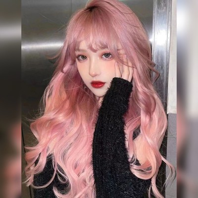 taobao agent Wavy wig, curly helmet made from real hair, adds volume, mid length