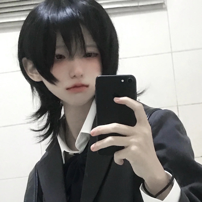 taobao agent Fiber rhyme Beauty Burfe head Japanese young short hair guy wolf tail wolf wig Men universal cos warrior full header