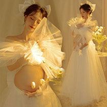 2022 new fashion mesh dress maternity dress white art photo photo suit studio theme photo