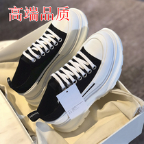 Spot Straight Hair High Version Mckun Thick Base Sails Cloth Shoes Woman Early Spring High Help Pine Pastry Daddy Heightening Little White Shoes