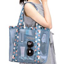 Outdoor travel storage bag beach grid bag single shoulder large capacity beach bag multifunctional clothes swimsuit storage bag