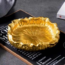 Creative personality trend medium home fashion gift retro new Chinese simple modern lotus leaf Golden ashtray