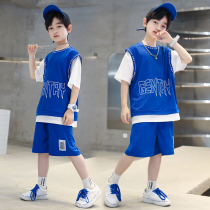 Boys summer clothing suit 2022 new handsome children sports short sleeve T-shirt CUHK child shorts trendy two sets