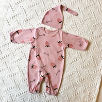 Newborn baby spring and autumn wave point puppy climbing suit side open cotton jumpsuit newborn pajamas baby long sleeve ha
