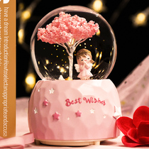 Snowflake Water Crystal Ball Girl Octaonic Box Girl Birthday Gift Music Box Girl Can Rotate Children Princess Swing Piece