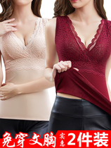 Cat Man Finten ladies anti-chill harness warm vest thickened with velvety tights and underpadded cotton lingerie close-fitting body