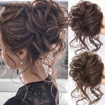 Korean version elegant nature fluffy Lazy Temperament Wig circle Long shall be disc hair Wig Bag Qipao Photographic Disc Hair Accessories