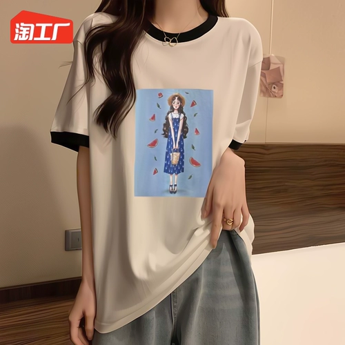 Хлопковая летняя футболка, свободный крой