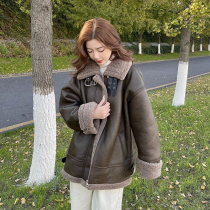 Moonmay lamb coat women 2021 autumn winter padded suede cotton jacket short motorcycle jacket tide
