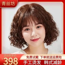 Wool roll wig female long curly hair Big Wave Full Head real hair natural real hair silk Korean wig set