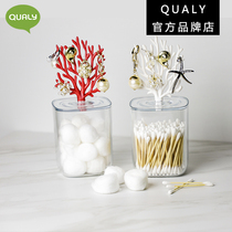 Qualy cotton swab box can tabletop cotton pad storage box sex creative design cute toothpick box dust cover