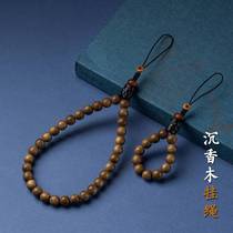 Kalimantan agarwood mobile phone lanyard high-end female wrist pendant natural Buddha bead pendant pendant Wenwan ancient style