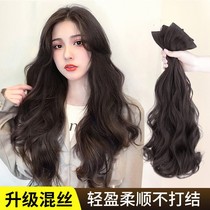 Wig female long curly hair big wave one piece of traceless wig invisible long straight hair fluffy simulation hair receiving piece