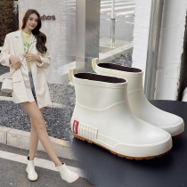 Higuille Day Series Fashion Rain Shoes Women Winter Non-slip Low Help Water Shoes Water Boots Short Barrel Rain Boots Carwash Kitchen Shoes Glue Shoe Tide