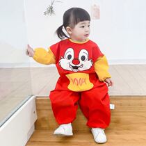 Baby's one-piece clothing winter wear dining clothing waterproof breathable protective clothing wear climbing clothing children's whole body anti-dirty