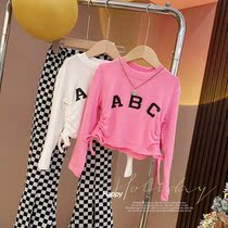 Muxi Tong Clothing ABCT Shirt ~ Girl Spring New Side Draw Rope Personality a T-shirt to hit the undershirt