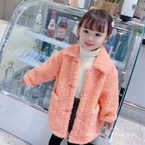 South Korean girl child Son Coat Coat Winter Clothing 2021 New Ocean Gas Children Bifacial Cashmere Windwear for Long Winter