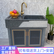 Natural Marble Laundry Pool Granite Handwashing Table Whole Stone Integrated Outdoor Balcony Home Floor-Style Pool