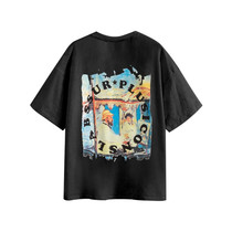 T-shirt male and female in the same sports fashion original new loose round collar style ti Monet boat painting room black and white