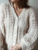 Huff V neckline cardiff with gentle Ma Haimao hollowed-out cardiff ANo Chinese weaving illustration of the text description
