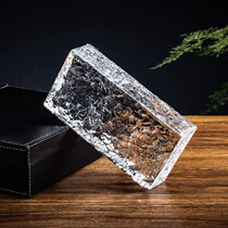 Hot Melt Ice Crystal Textured Glass Brick Partition Wall Transparent Solid Perforated Square Colored Crystal Glass Brick Background Wall