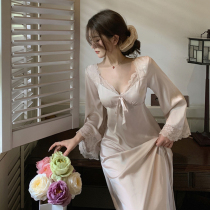 SandroVicari Law Sexy Pyjamas Woman Spring Autumn Senior Sensation Long Sleeve Sleeping Dress Real Silk Ladys Home Costume Summer